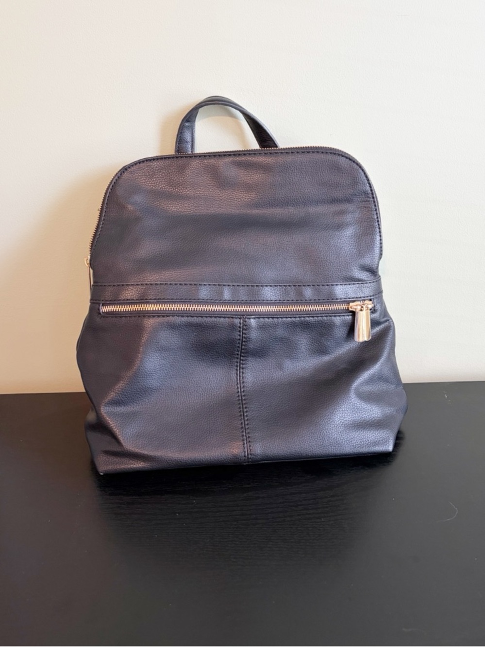 A New Day Black Leather Bookbag Back Pack